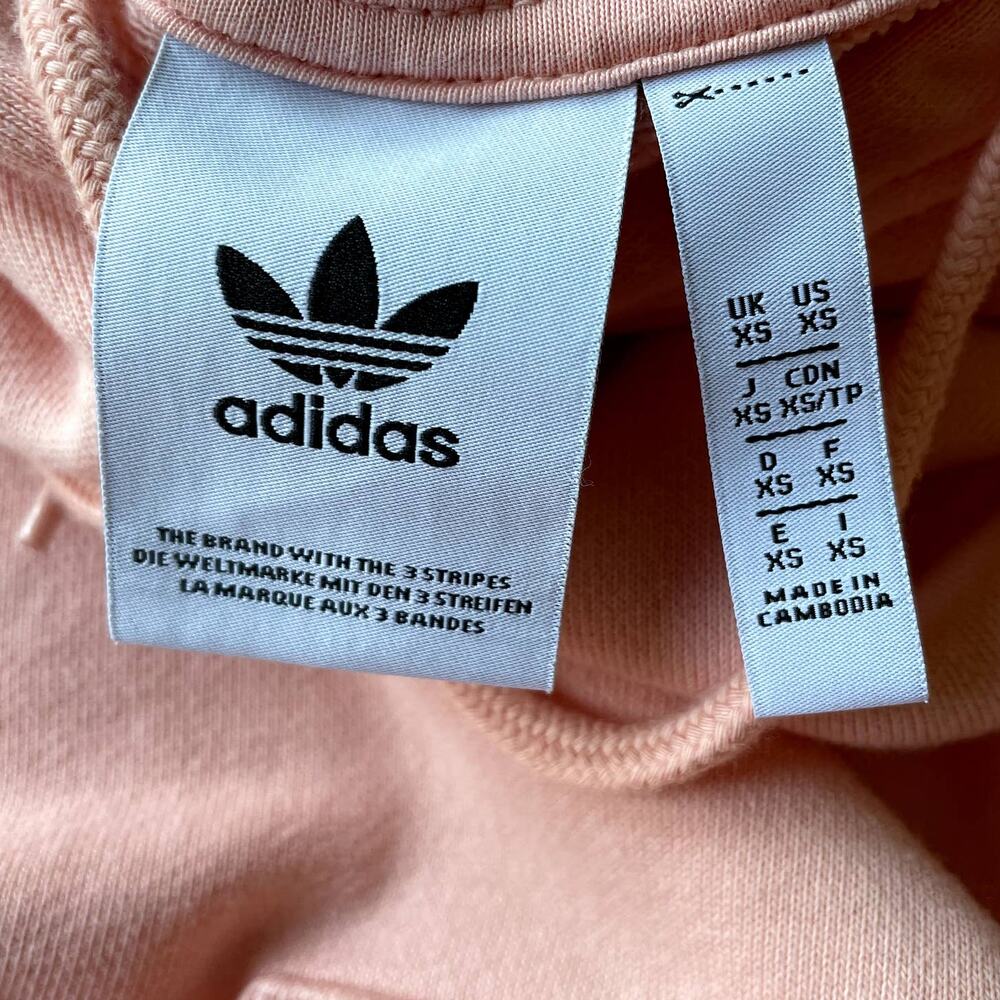 Women's‎ Adidas Originals Peach Pink Orange Funny Dino Casual Hoodie Sweater XS - Picture 8 of 16